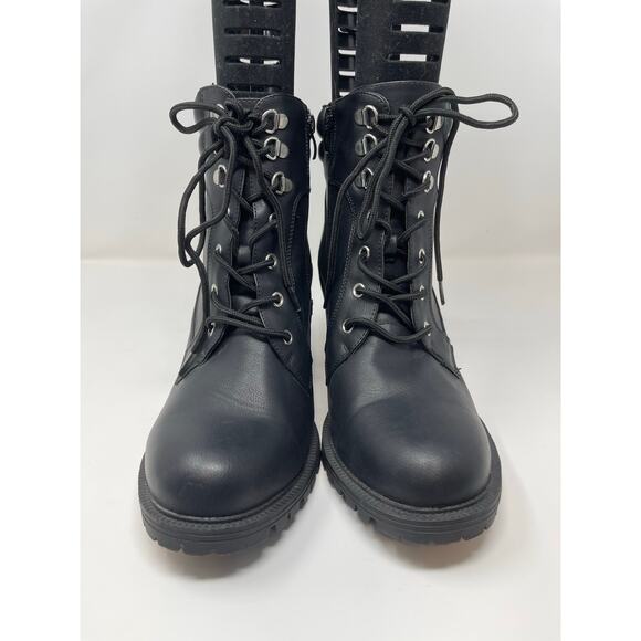 Torrid Hiker Ankle Boots Women's Size 12 Black Faux Leather Lace Upside Zip - Picture 1 of 9
